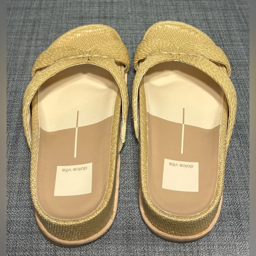Dolce Vita Tan Braided Crossband Slide Sandals